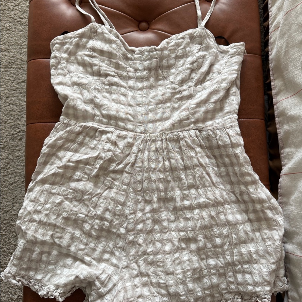 Forever 21 Cream Gingham Romper